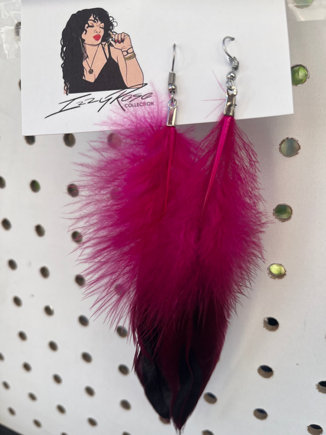 Magenta & burgundy ombré feather earrings